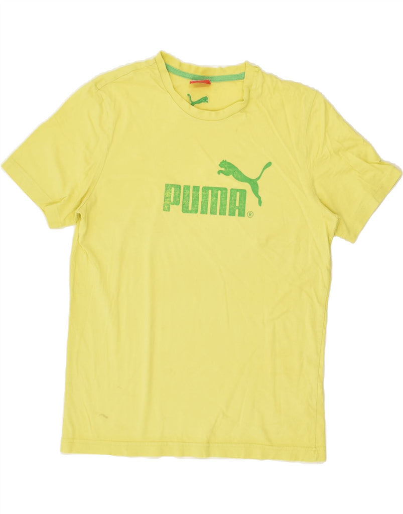 PUMA Mens Graphic T-Shirt Top Small Yellow | Vintage Puma | Thrift | Second-Hand Puma | Used Clothing | Messina Hembry 