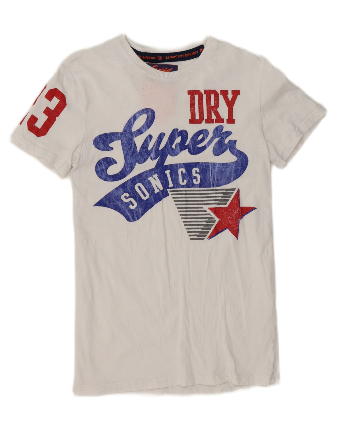 SUPERDRY Mens Graphic T-Shirt Top XS White Cotton