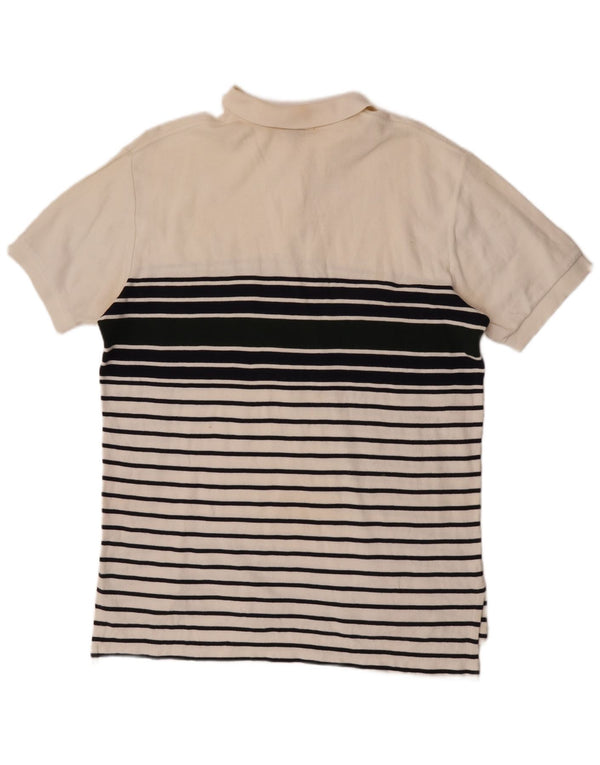 Polo Ralph Lauren Mens Polo Shirt Large Off White Striped Cotton