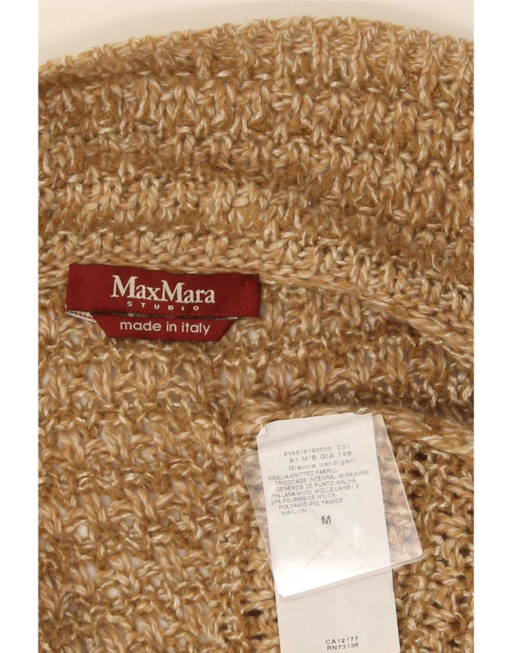Max Mara Womens Open Cardigan Sweater UK 14 Medium Brown Wool