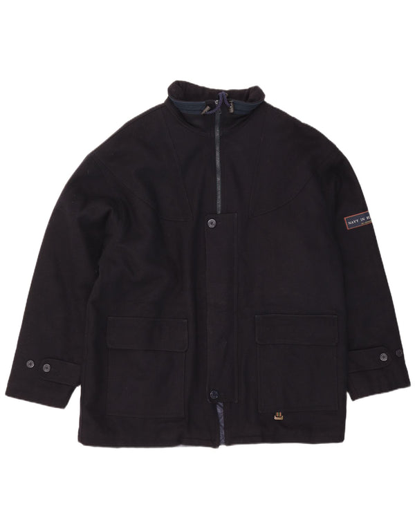 Alexander's Mens Loose Fit Windbreaker Coat UK 38 Medium Navy Blue Wool
