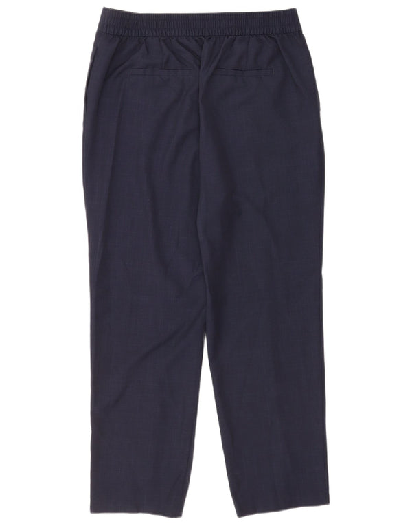 Marks & Spencer Womens Chino Trousers UK 14 Large W32 L27 Navy Blue Check