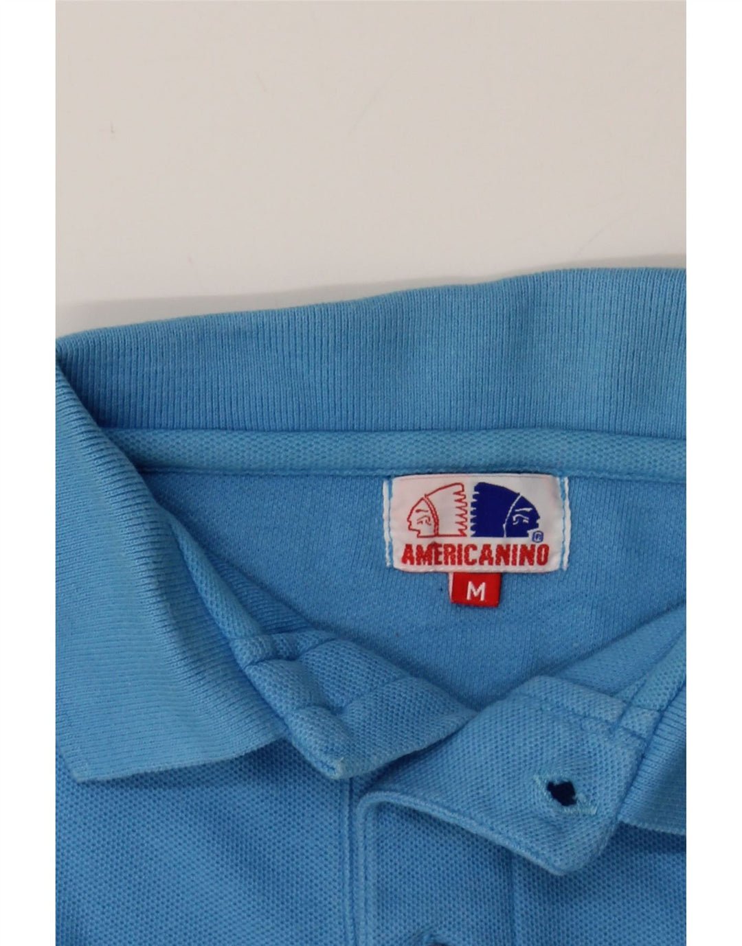 AMERICANINO Mens Polo Shirt Medium Blue Cotton Vintage Americanino and Second-Hand Americanino from Messina Hembry 