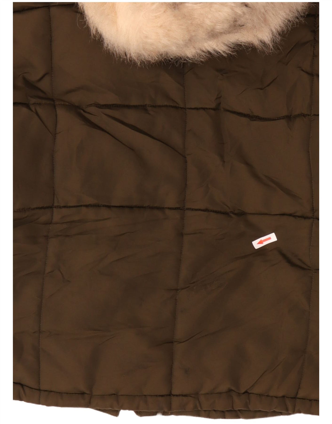 TOPSHOP Womens Oversized Crop Sherpa Padded Jacket UK 12 Medium Khaki