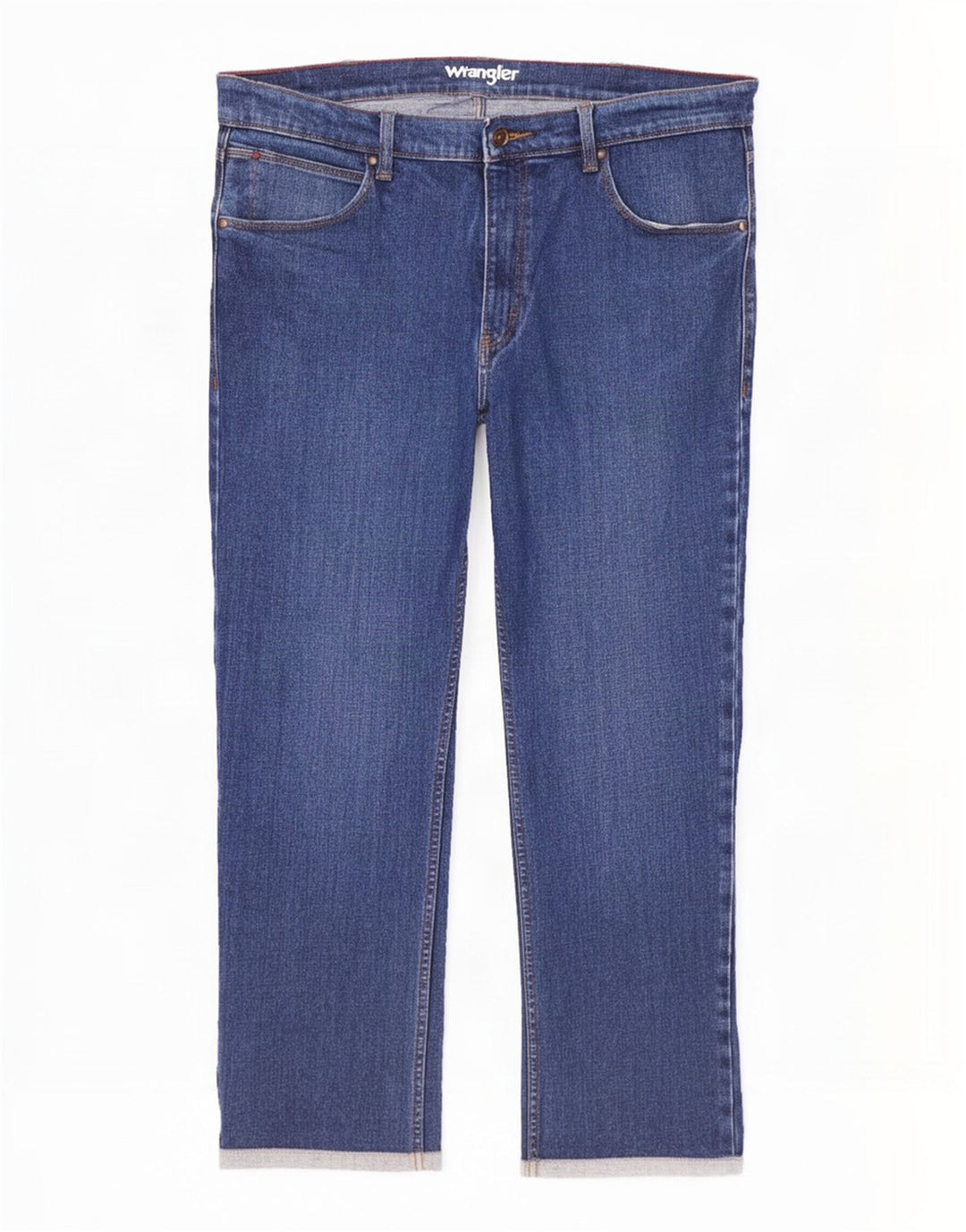 Wrangler Mens Authentic Regular Straight Jeans W38 L30 Blue Cotton