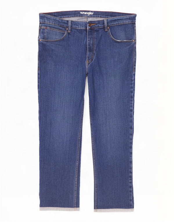 Wrangler Mens Authentic Regular Straight Jeans W38 L30 Blue Cotton