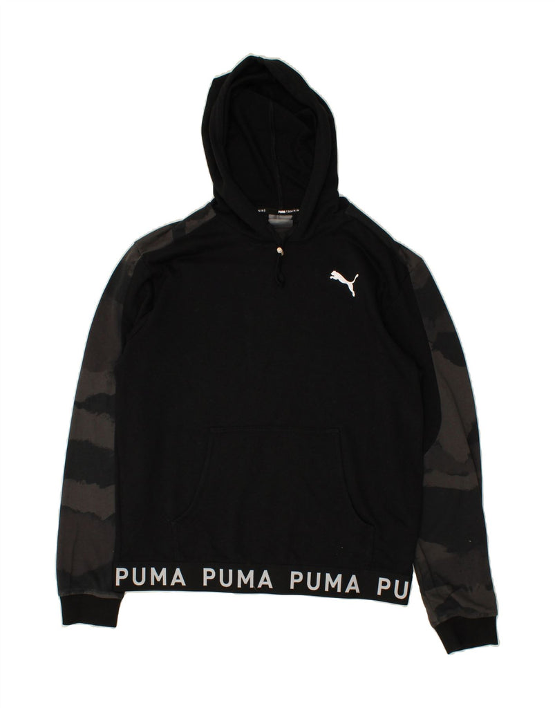 PUMA Mens Graphic Hoodie Jumper Medium Black Camouflage Polyester Vintage Puma and Second-Hand Puma from Messina Hembry 