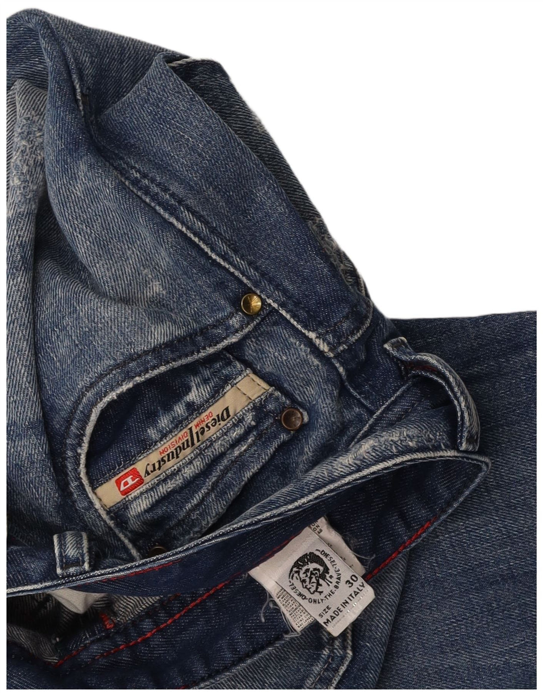 DIESEL Mens Distressed Straight Jeans W30 L31 Blue Cotton