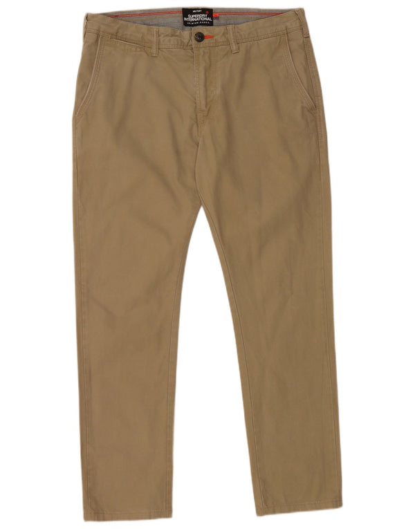 Superdry Mens Slim Chino Trousers W31 L28 Beige Cotton