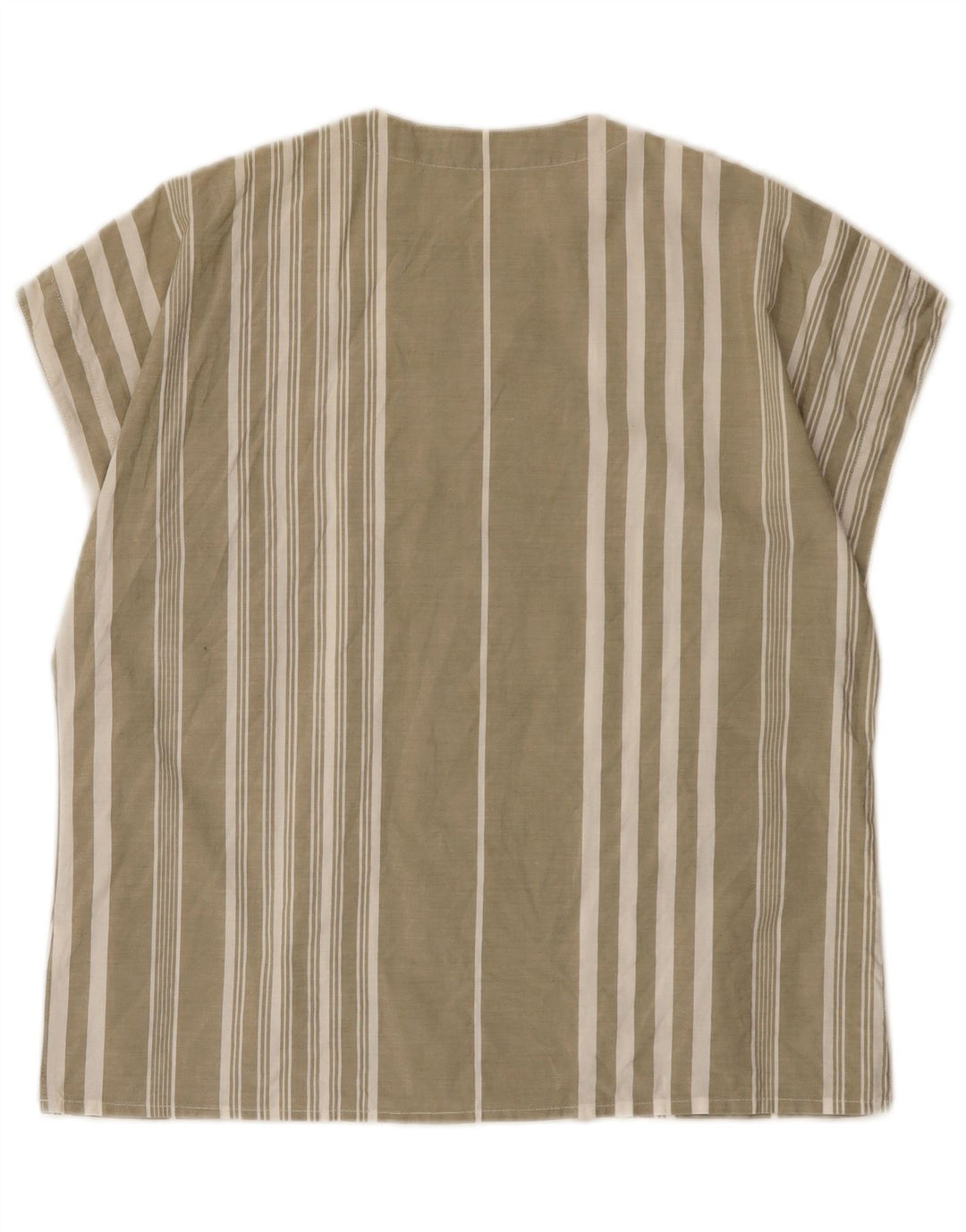 Vintage Womens Blouse Top EU 40 Medium Khaki Striped Cotton