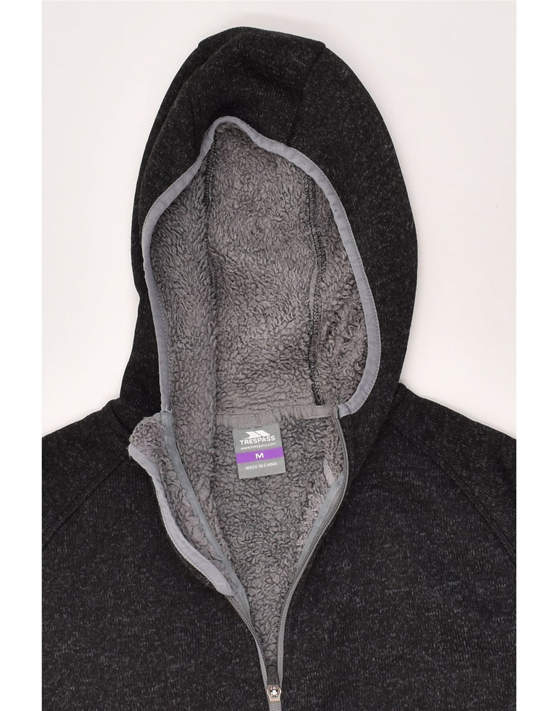 TRESPASS Womens Hooded Fleece Jacket UK 14 Medium Black Flecked | Vintage Trespass | Thrift | Second-Hand Trespass | Used Clothing | Messina Hembry 