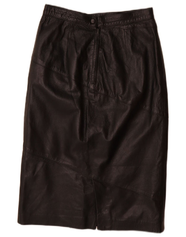 Vintage Womens Leather Skirt W26 Small Black