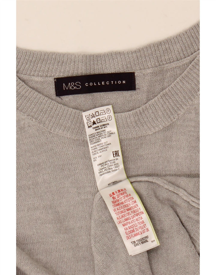 Marks & Spencer Womens Boat Neck Jumper Sweater UK 12 Medium Grey Acrylic