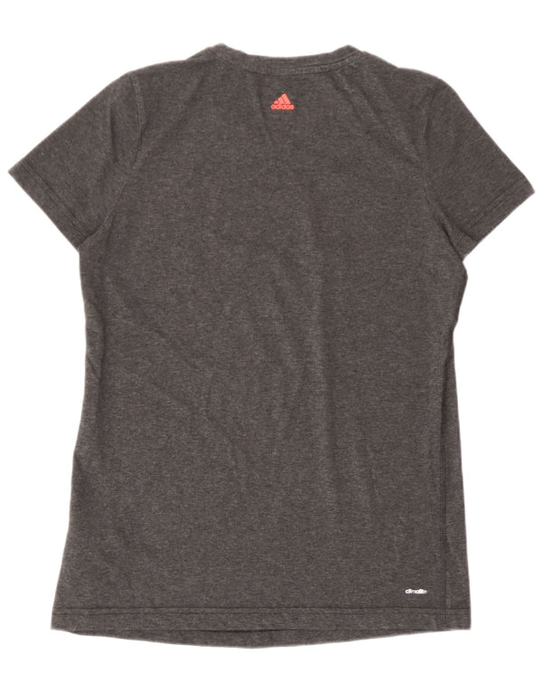 Adidas Womens Climalite Graphic T-Shirt Top UK 16/18 Large Grey Cotton