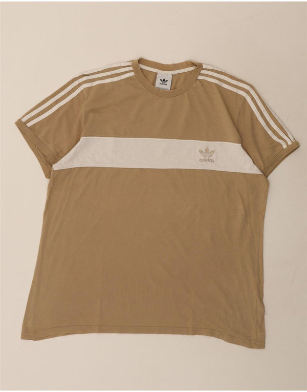 Adidas Mens Graphic T-Shirt Top Large Beige Colourblock