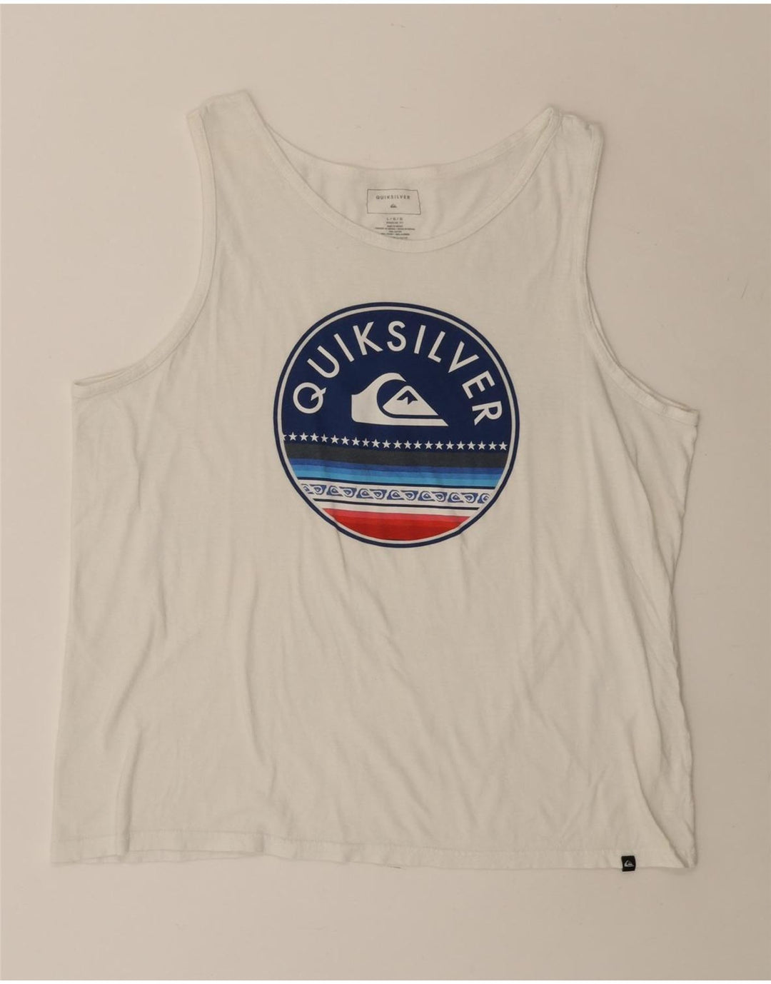 Quiksilver Mens Graphic Vest Top Large White Cotton