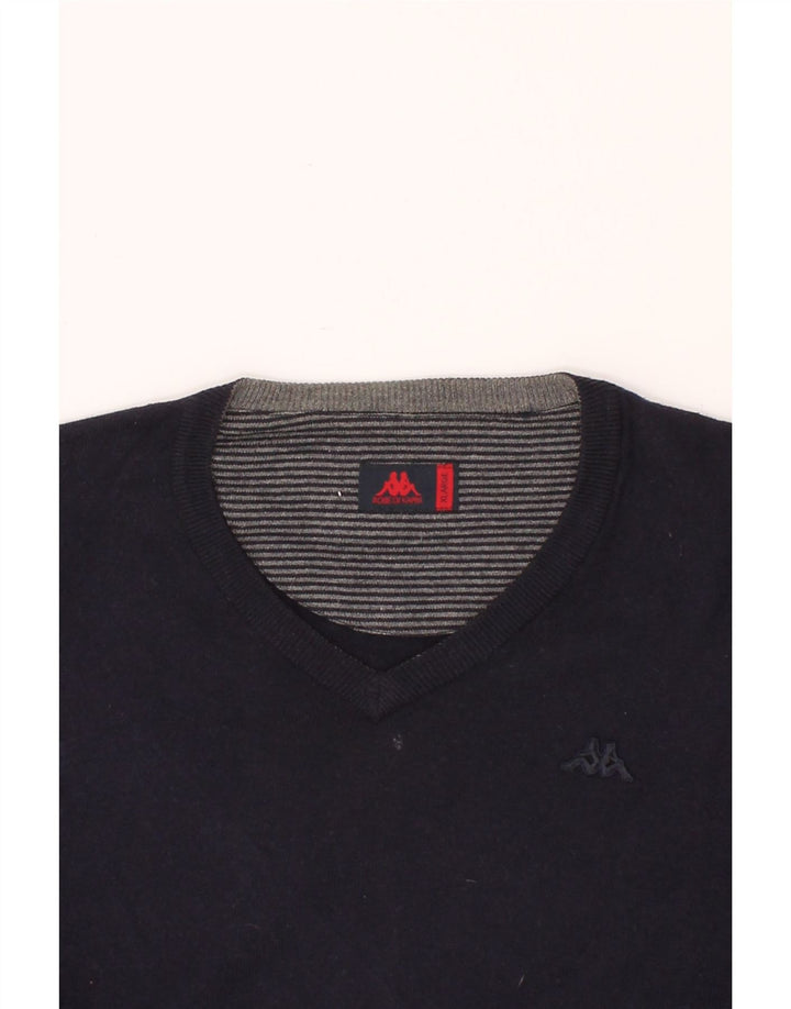 KAPPA Mens V-Neck Jumper Sweater XL Navy Blue Cotton Vintage Kappa and Second-Hand Kappa from Messina Hembry 