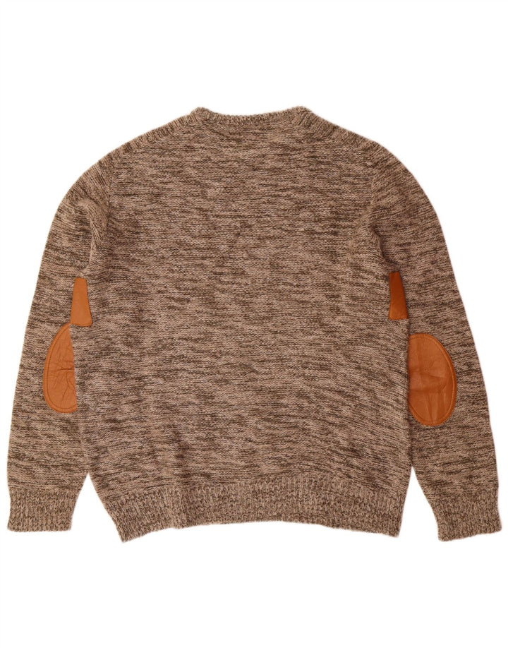 Vintage Mens Crew Neck Jumper Sweater IT 48 Medium Brown Flecked Acrylic