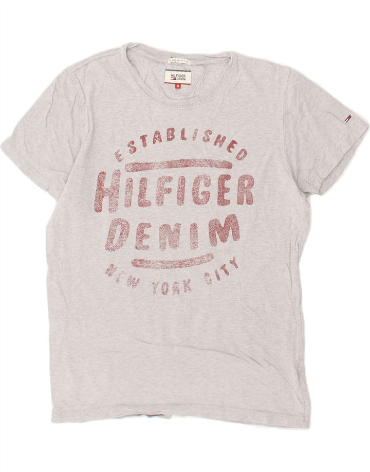 TOMMY HILFIGER Mens Graphic T-Shirt Top Medium Grey Cotton Vintage Tommy Hilfiger and Second-Hand Tommy Hilfiger from Messina Hembry 