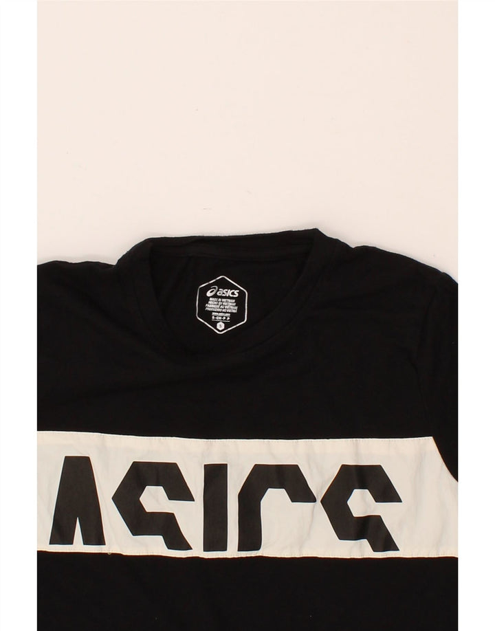 ASICS Womens Graphic T-Shirt Top UK 10 Small Black Cotton Vintage Asics and Second-Hand Asics from Messina Hembry 