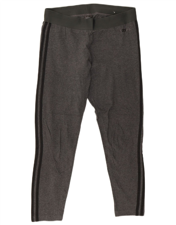 Adidas Womens Leggings UK 16/18 Large Grey Cotton
