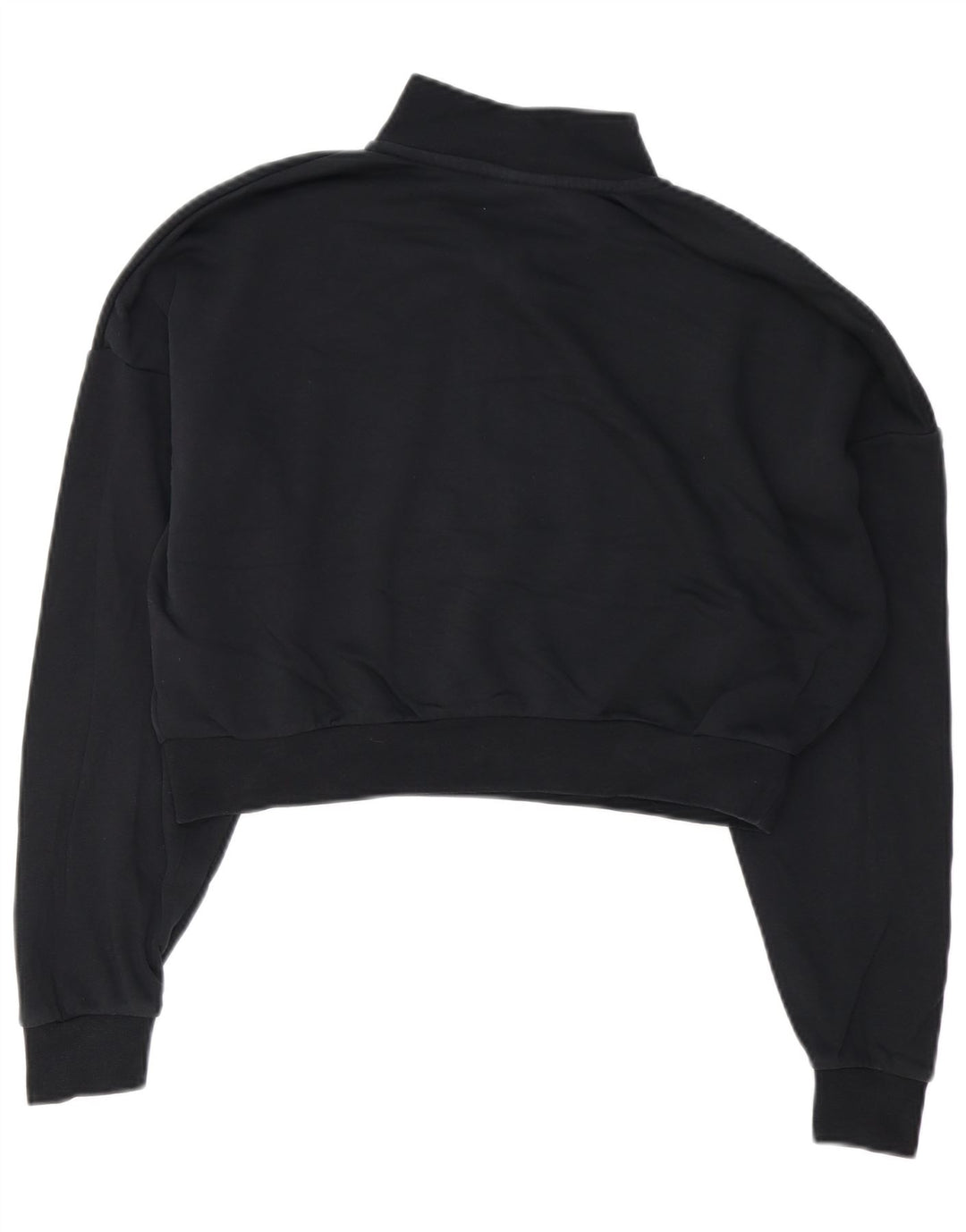 Nike Womens Oversized Crop Zip Neck Sweatshirt Jumper UK 14 Medium Black