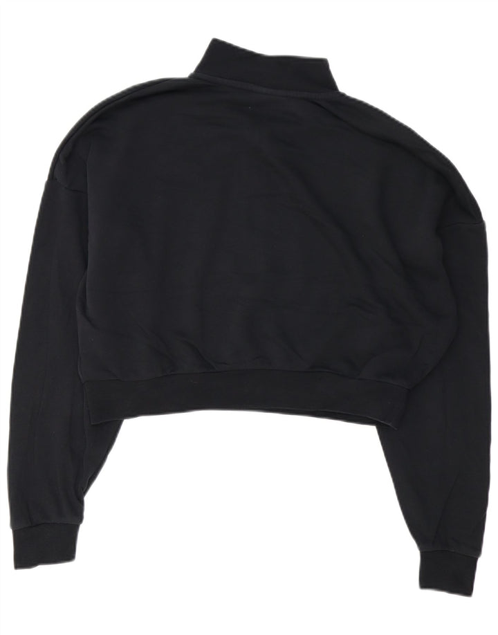 Nike Womens Oversized Crop Zip Neck Sweatshirt Jumper UK 14 Medium Black