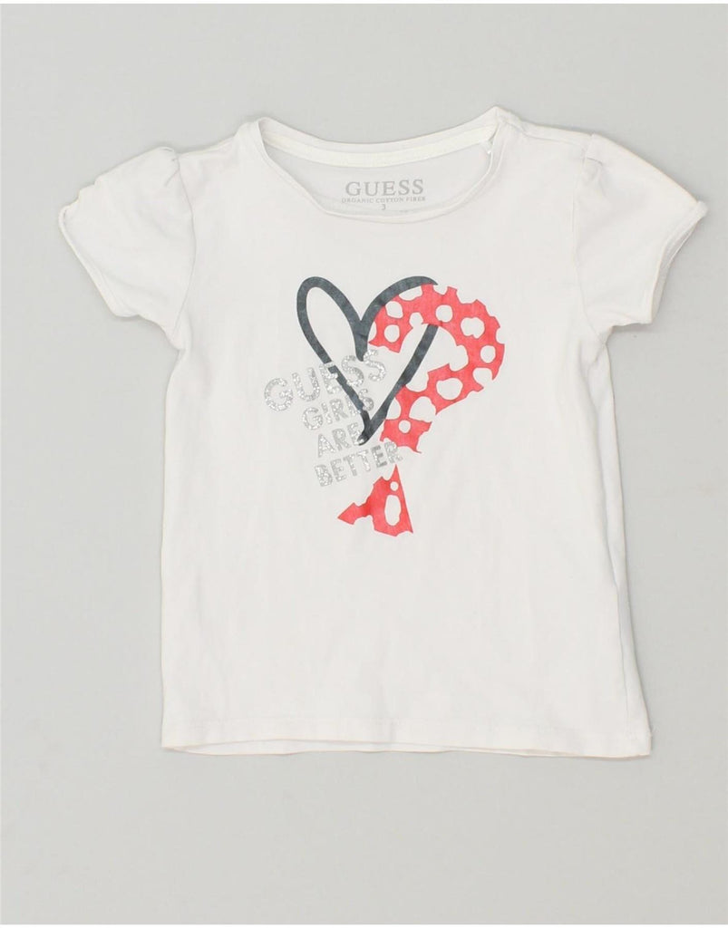 GUESS Girls Graphic T-Shirt Top 2-3 Years Off White Cotton Vintage Guess and Second-Hand Guess from Messina Hembry 