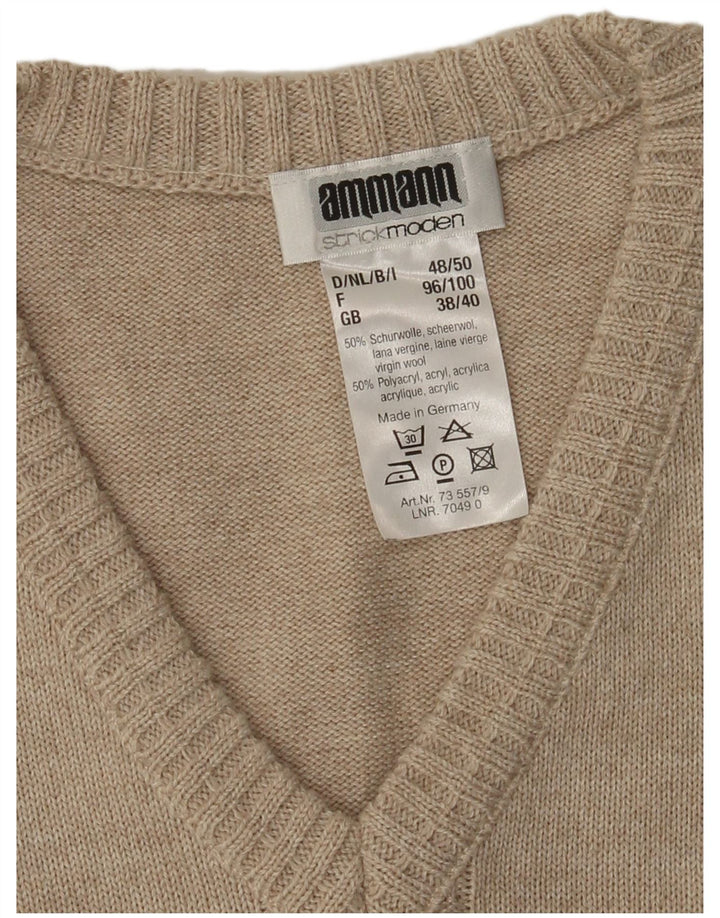Strickmoden Mens Vest Tank Top UK 38/40 Medium Beige Geometric Polyacrylic
