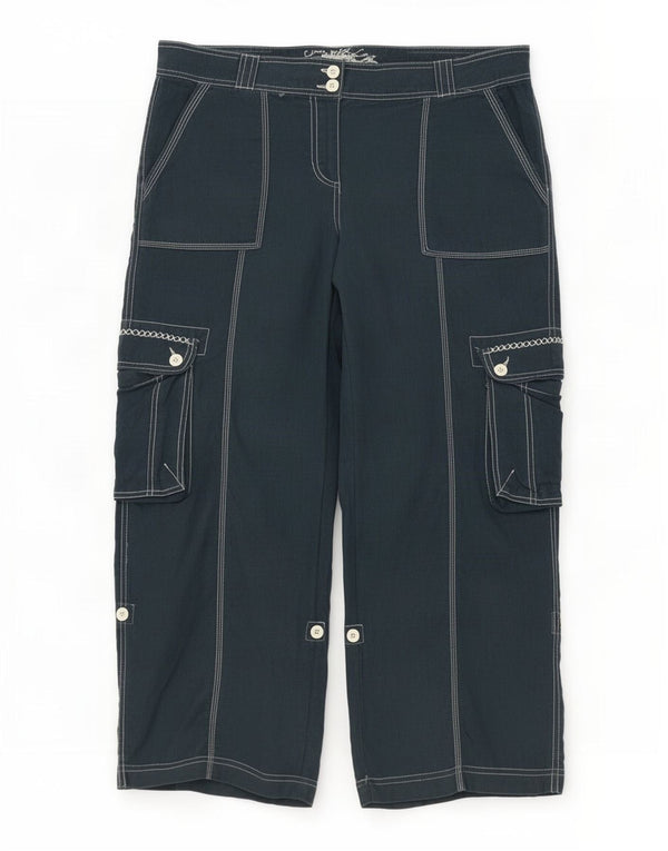 Marks & Spencer Womens Cargo Trousers UK 16 Large W36 L28 Navy Blue