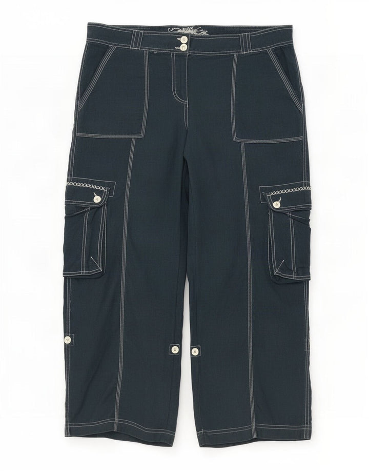Marks & Spencer Womens Cargo Trousers UK 16 Large W36 L28 Navy Blue