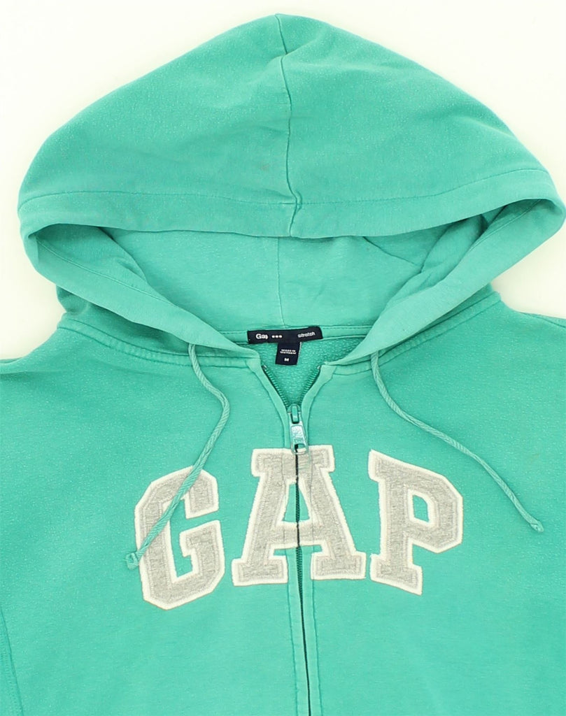 GAP Womens Stretch Graphic Zip Hoodie Sweater UK 14 Medium Green | Vintage Gap | Thrift | Second-Hand Gap | Used Clothing | Messina Hembry 