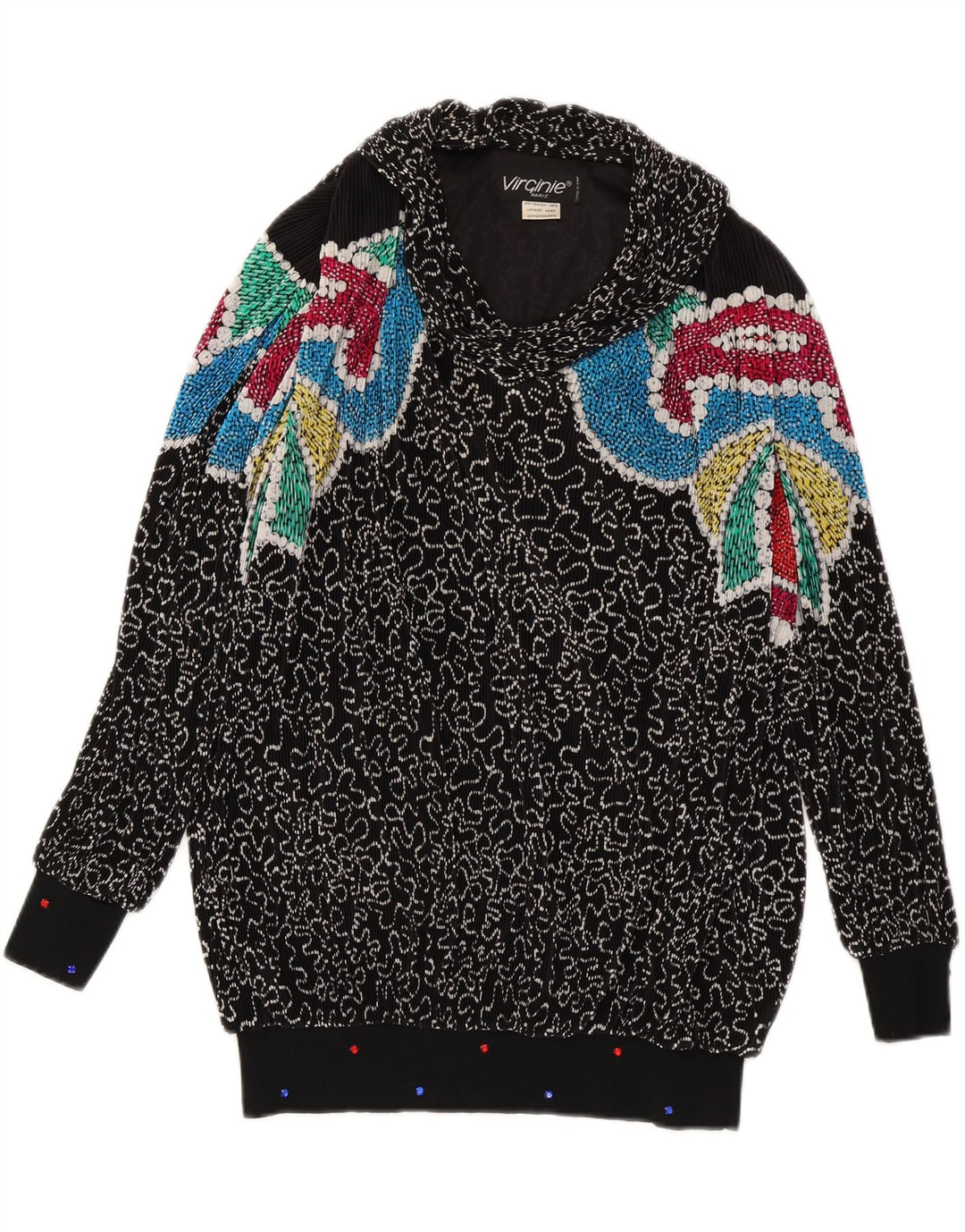 VIRGINIE Womens Oversized V-Neck Jumper Sweater UK 18 XL Black