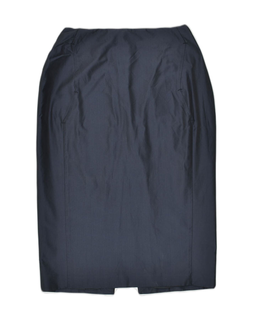 ICEBERG Womens Pencil Skirt IT 46 Large W28 Navy Blue Silk | Vintage Iceberg | Thrift | Second-Hand Iceberg | Used Clothing | Messina Hembry 