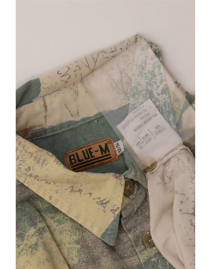 Vintage Mens Abstract Pattern Pullover Shirt IT 52/54 Large Green Viscose