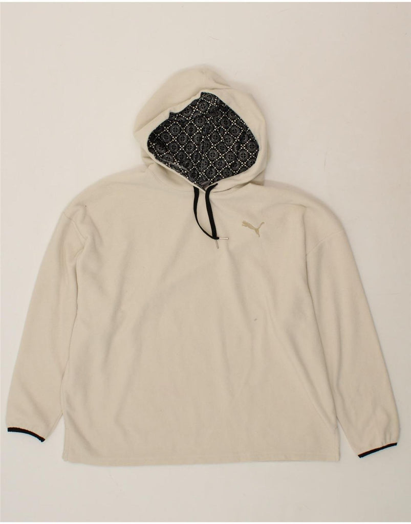 PUMA Womens Oversized Hooded Fleece Jumper UK 18 XL Off White Vintage Puma and Second-Hand Puma from Messina Hembry 