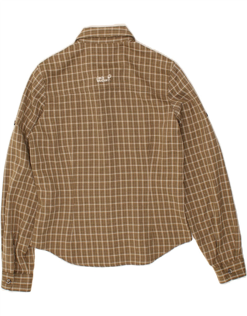 JACK WOLFSKIN Womens Shirt UK 8 Small  Brown Check Polyester | Vintage Jack Wolfskin | Thrift | Second-Hand Jack Wolfskin | Used Clothing | Messina Hembry 