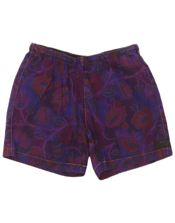 Post Card Womens Casual Shorts W32 Large Purple Floral
