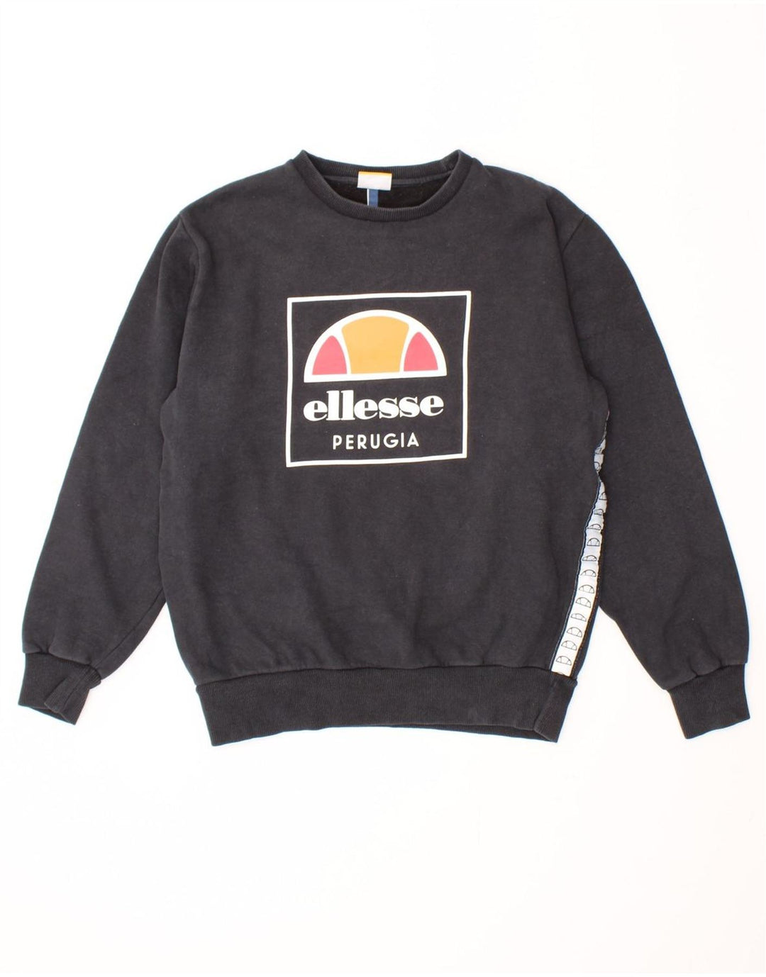 ELLESSE Womens Graphic Sweatshirt Jumper Large Black Cotton Vintage Ellesse and Second-Hand Ellesse from Messina Hembry 