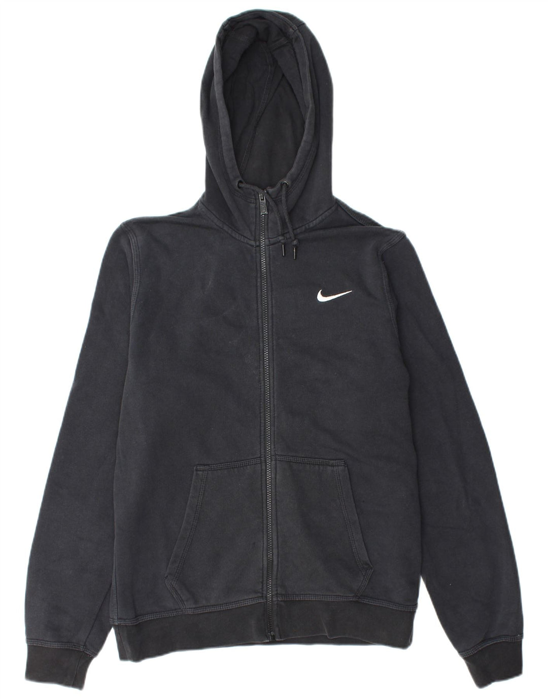 NIKE Mens Zip Hoodie Sweater Medium Black Cotton