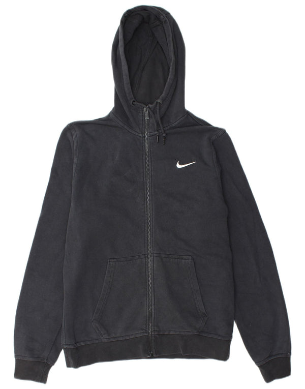NIKE Mens Zip Hoodie Sweater Medium Black Cotton