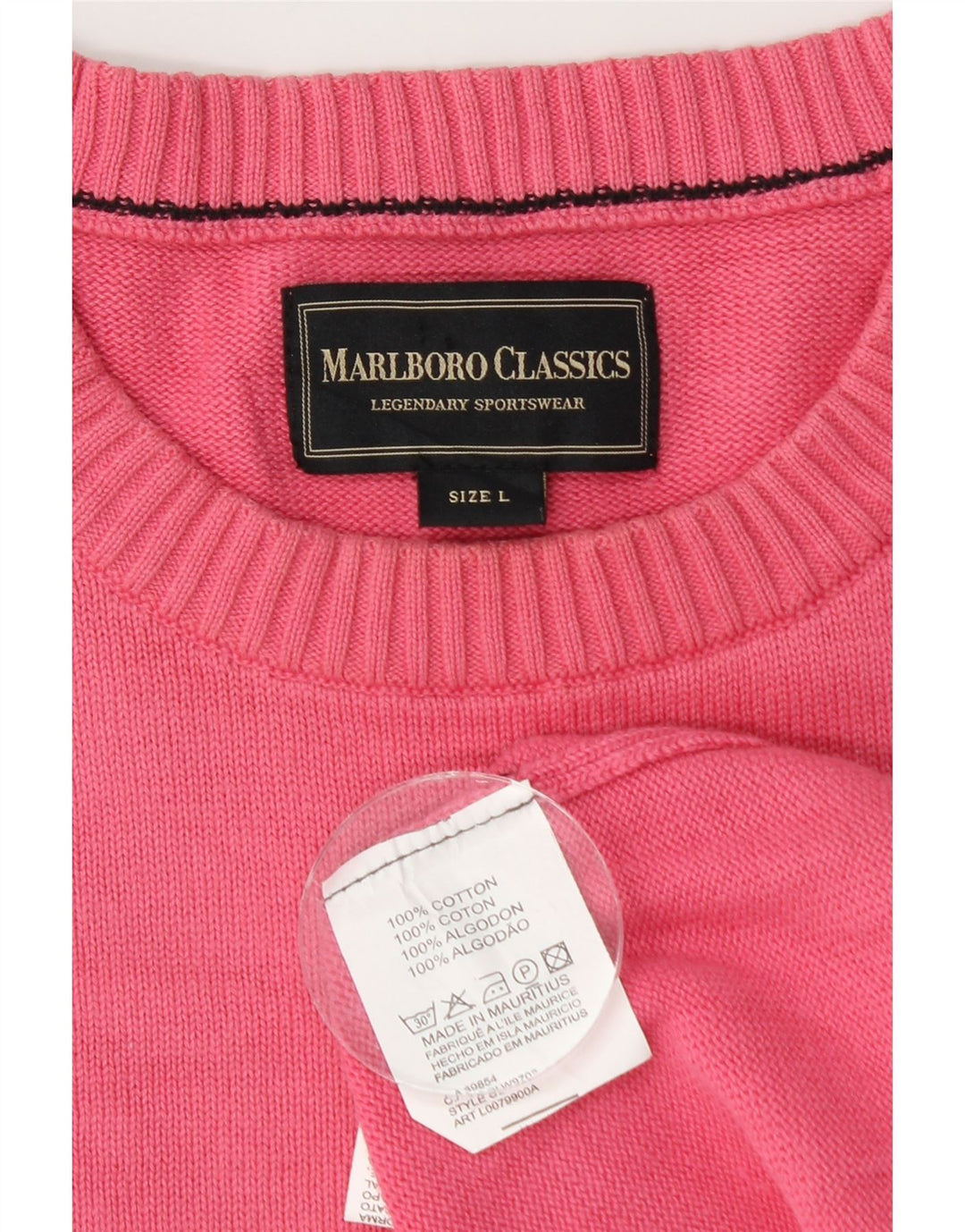 Marlboro Classics Mens Crew Neck Jumper Sweater Large Pink Cotton