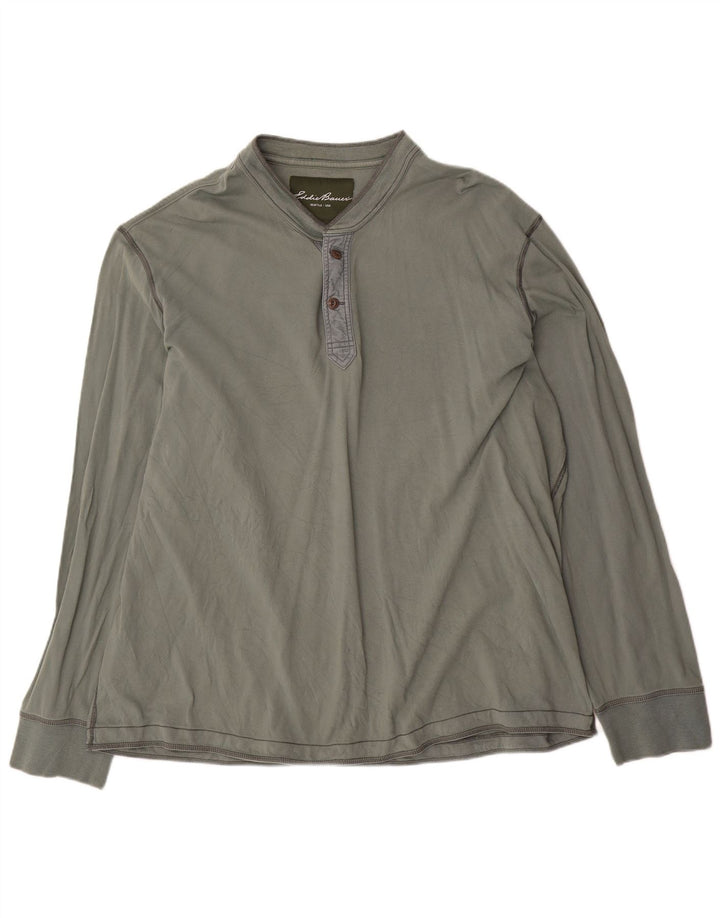 Eddie Bauer Mens Top Long Sleeve 2XL Green Cotton