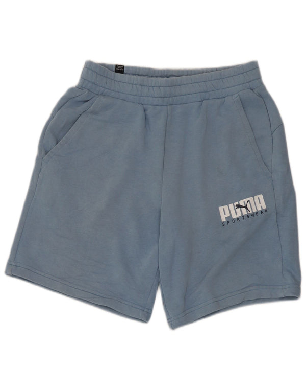 Puma Womens Graphic Sport Shorts UK 8 Small Blue Cotton