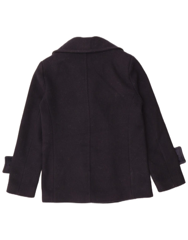 Marks & Spencer Womens Oversized Pea Coat UK 8 Small Navy Blue Polyester