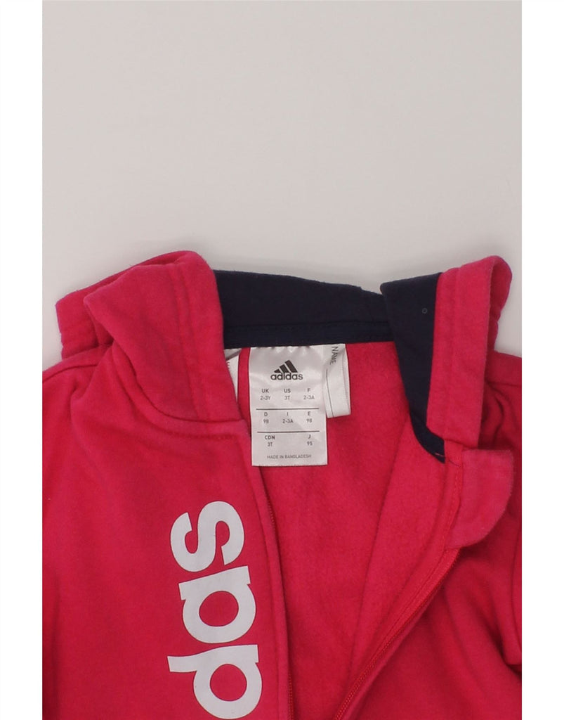 ADIDAS Girls Graphic Zip Hoodie Sweater 2-3 Years Red Cotton | Vintage Adidas | Thrift | Second-Hand Adidas | Used Clothing | Messina Hembry 