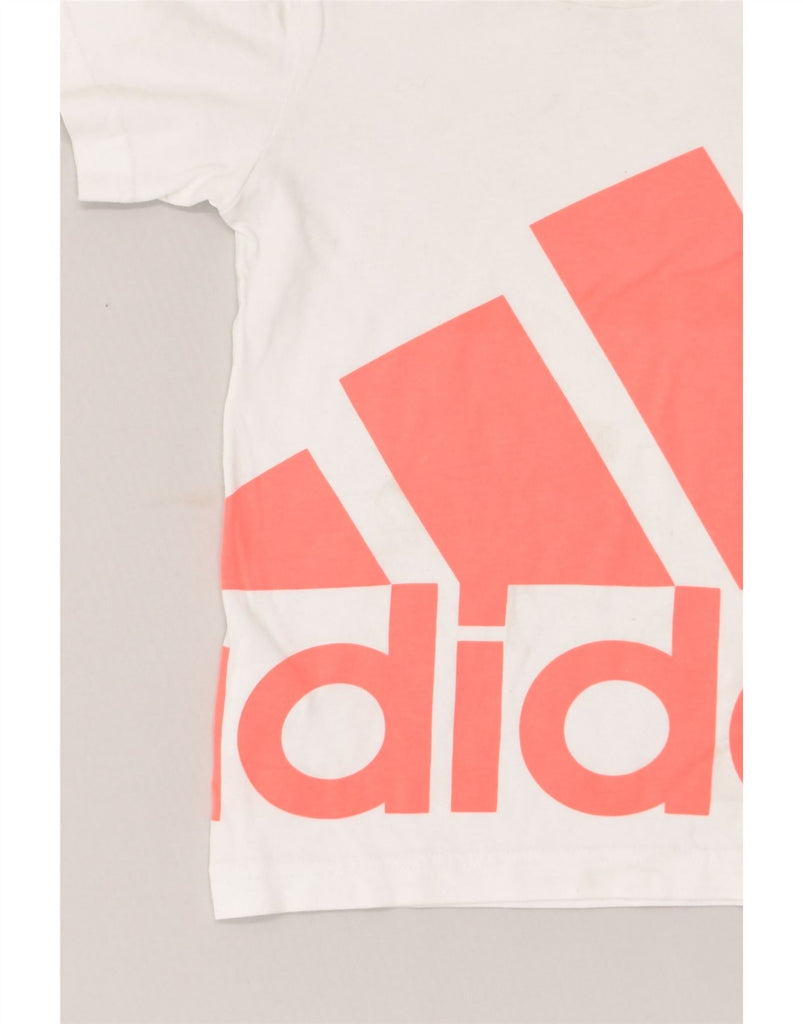 ADIDAS Girls Graphic T-Shirt Top 7-8 Years White Cotton | Vintage Adidas | Thrift | Second-Hand Adidas | Used Clothing | Messina Hembry 