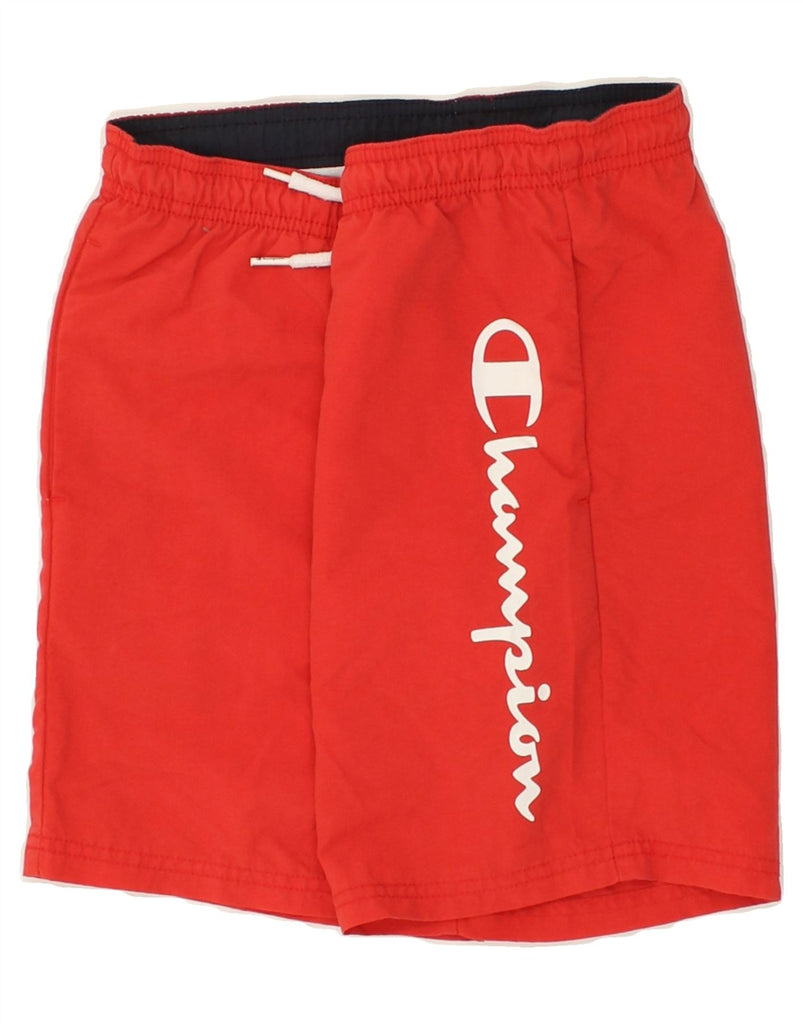 CHAMPION Mens Graphic Swimming Shorts Medium Red | Vintage Champion | Thrift | Second-Hand Champion | Used Clothing | Messina Hembry 