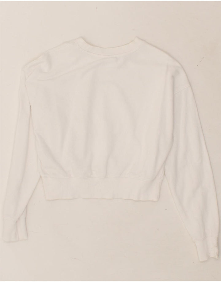CHAMPION Womens Crop Sweatshirt Jumper UK 6 XS White Cotton Vintage Champion and Second-Hand Champion from Messina Hembry 
