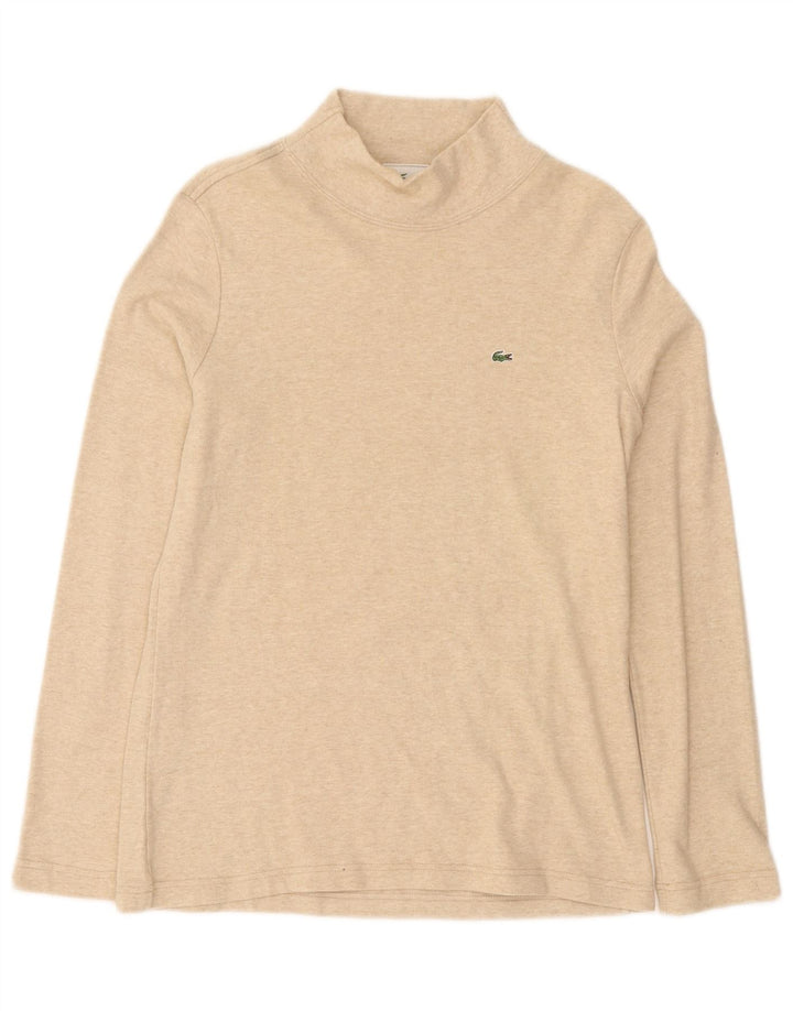 Lacoste Womens Top Long Sleeve Size 46 XL Beige Cotton